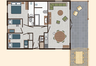 Beekse Bergen Safari Resort accommodaties - Kidslodge 6 personen - plattegrond Beekse Bergen Safari Resort accommodaties - Kidslodge 6 personen - plattegrond