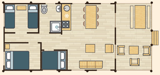 Beekse Bergen Safari Resort accommodaties - Safaritent 6 personen - plattegrond Beekse Bergen Safari Resort accommodaties - Safaritent 6 personen - plattegrond
