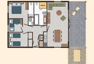 Beekse Bergen Safari Resort accommodaties - Savanne Lodge 6 personen - plattegrond Beekse Bergen Safari Resort accommodaties - Savanne Lodge 6 personen - plattegrond