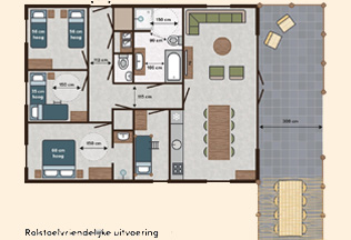 Beekse Bergen Safari Resort accommodaties - Savanne Lodge Plus Rolstoelvriendelijk 8 personen - plattegrond Beekse Bergen Safari Resort accommodaties - Savanne Lodge Plus Rolstoelvriendelijk 8 personen - plattegrond